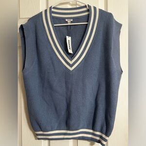 Garage Blue and White V-Neck Sweater Vest
